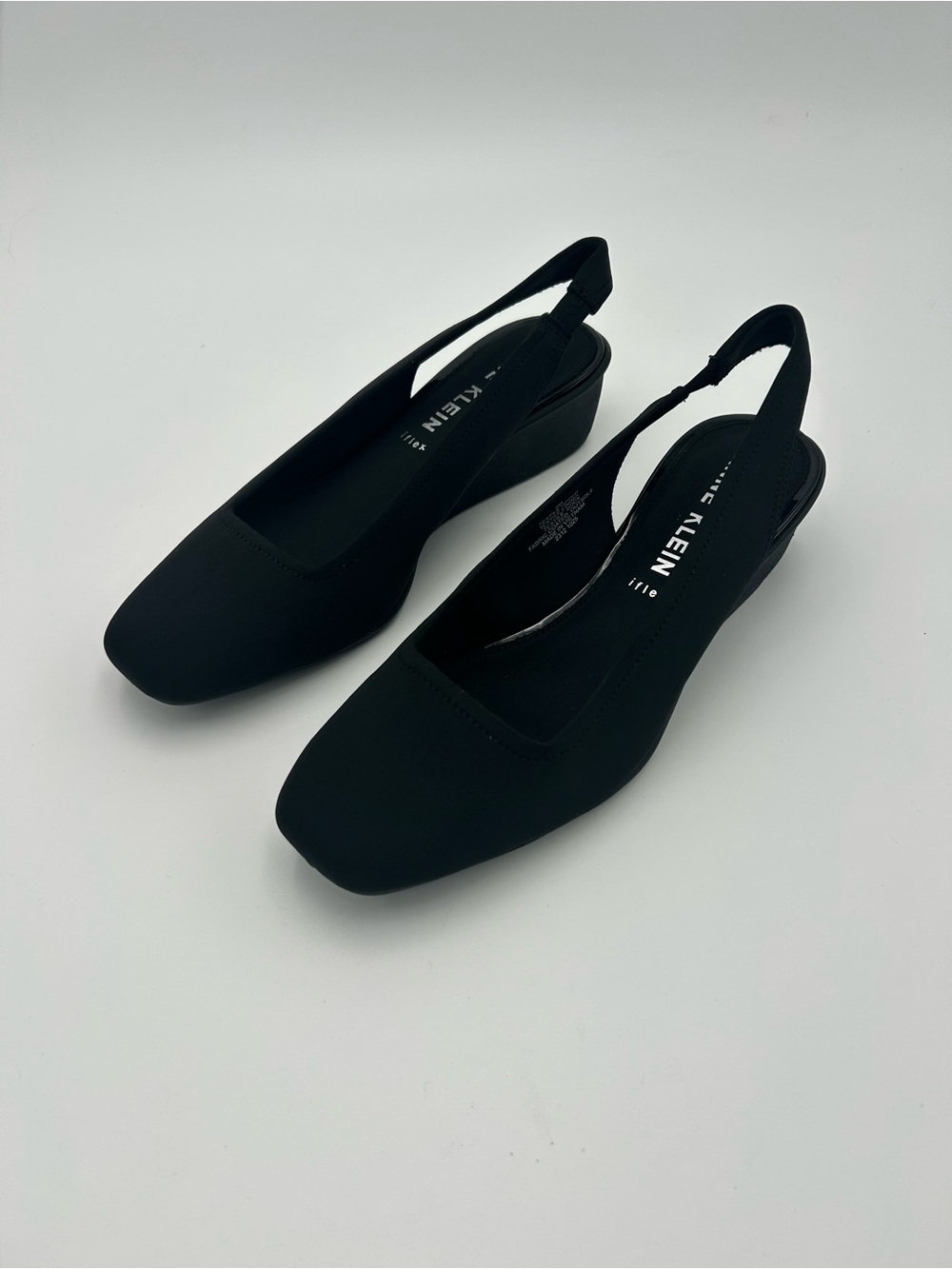Anne Klein Black Slingback Wedge Pumps